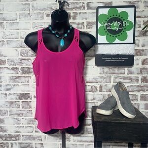 Lush Pink Asymmetrical Cut Out Tank Top